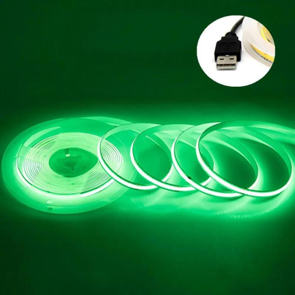 (green, 4M) Dc 5v Usb Cob Strip 320leds/m White/ice Blue/pink/yellow/pink/red Flexible Ribbon Rope Night Lamp Tv Backlight Led Strip