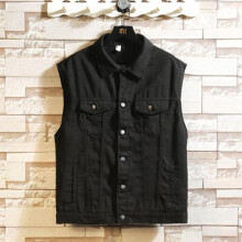 (black, L) 2024 New Denim Vest Men Sleeveless Denim Jacket Casual Waistcoat Men Solid Color Jean Coat Male Streetwear Mens Clothing