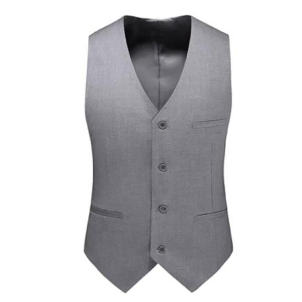 (grey, 5XL) 2024 Luxury Men Wedding Suit Vests New Fashion Male Slim Solid Color Business Office Large Size Formal Suit Vest Men Gentleman