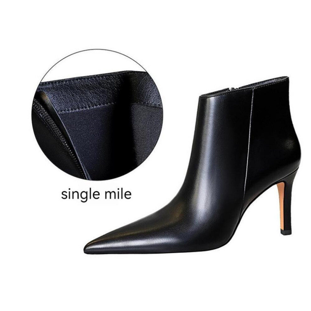 (black, 35) European And American Fashion Simple Sexy Side Zipper High Heel Skinny Nude Boots