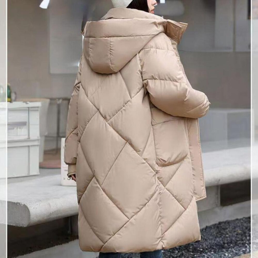 (yellow, XL) New Winter Women Parka Hooded Jackets Thicken Warm Cotton-padded Puffer Coats Casual Long Parkas Clothes Loose Outerwear