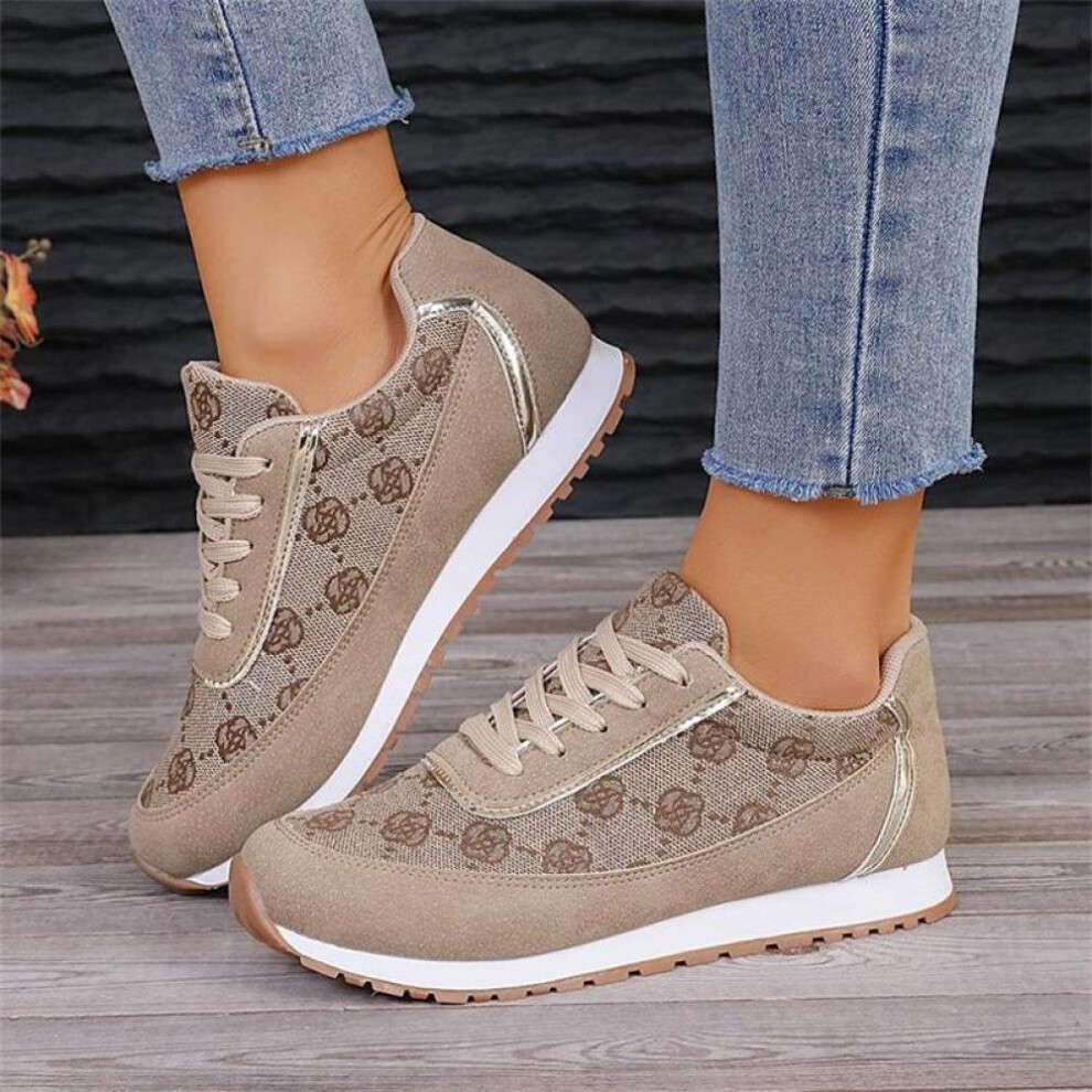 (khaki, 37) Women Flats Breathable Casual Outdoor Light Weight Sports Shoes Walking Sneakers Fashion Comfortable Sports Shoes