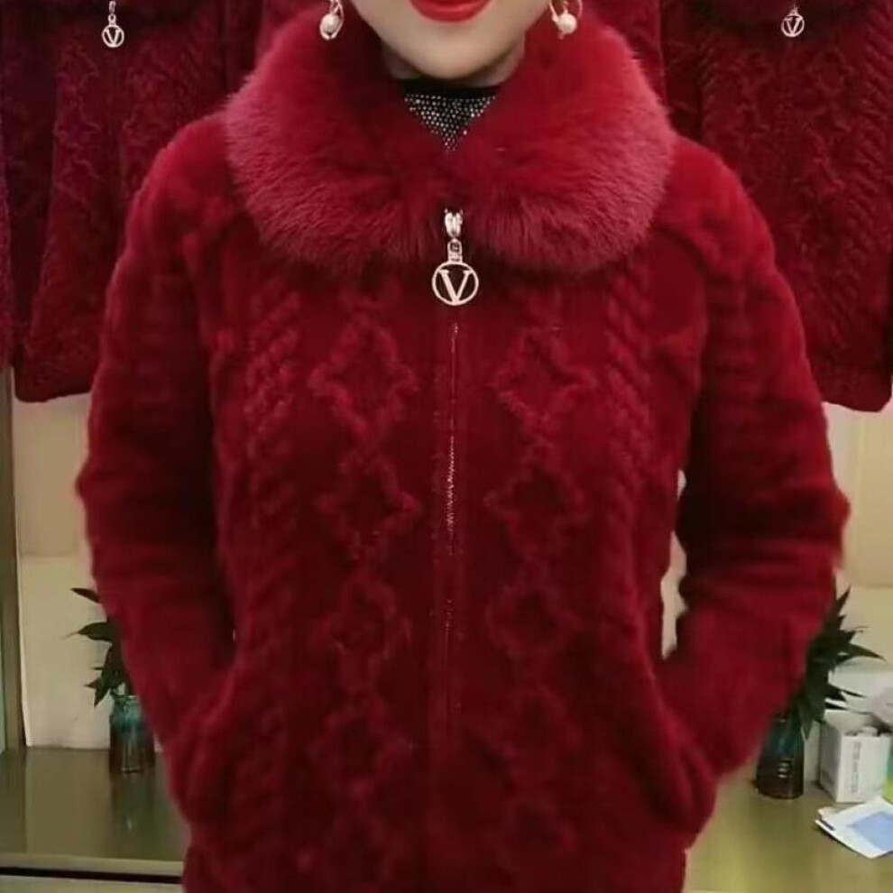 (red, 5XL) High-end Women Fur Coat Faux Mink Velvet Overcoat  New Female Thickened Fur Integrated Warm Coats Femme Short Top Winter