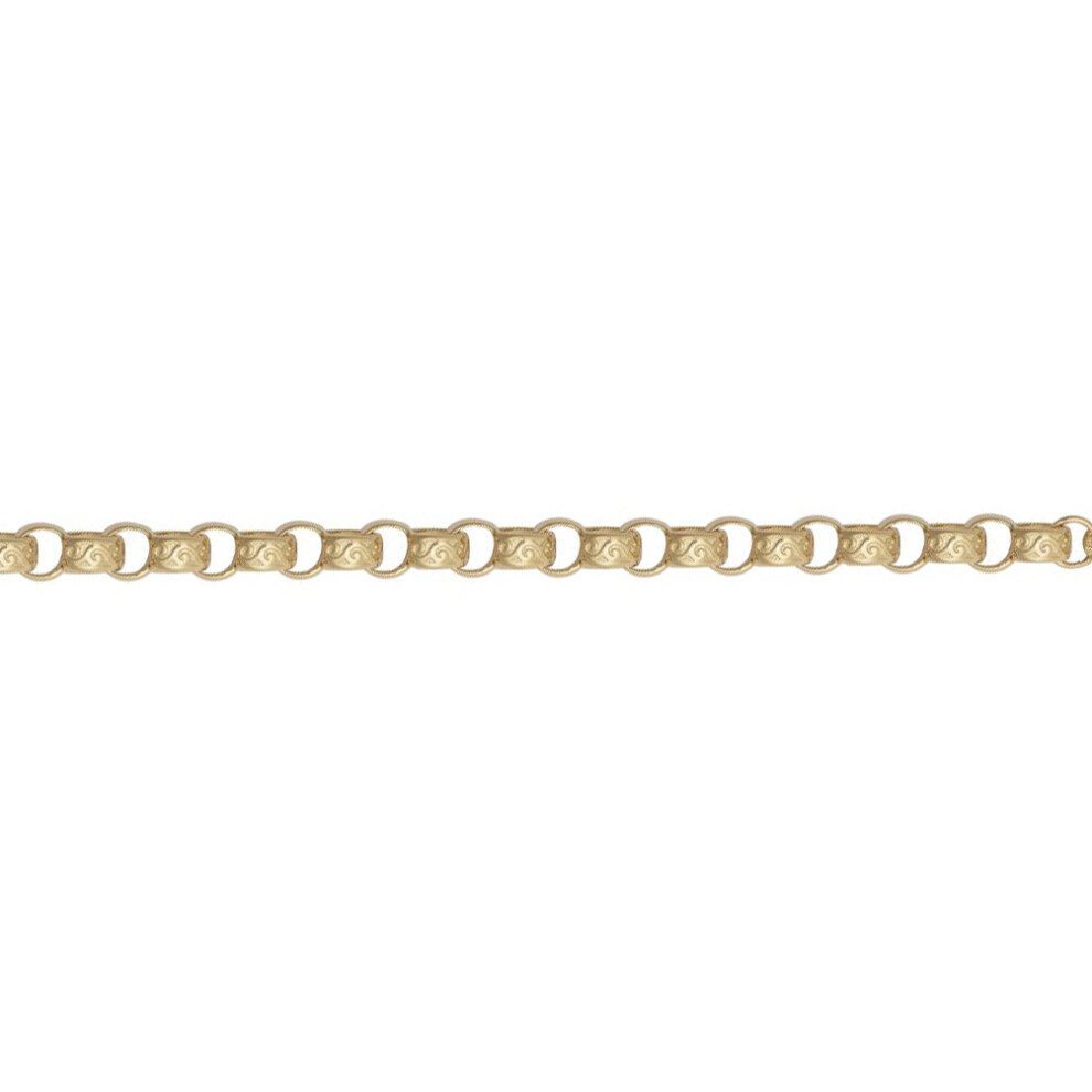 Jewelco London Gold-Plated Silver Carved Filigree Belcher Chain Bracelet - ACN048A-GP-7.5