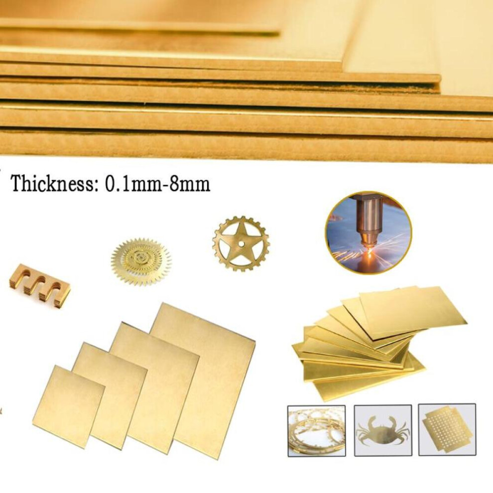 (1x200x200mm) 1pcs Brass Sheet Thickness 0.1/0.2/0.3/0.5/0.6/0.8/1/1.5/2/2.5/3/4/6/8mm Brass Plate Cutting Cnc Frame Model Mould Diy Contruction Brass Pad