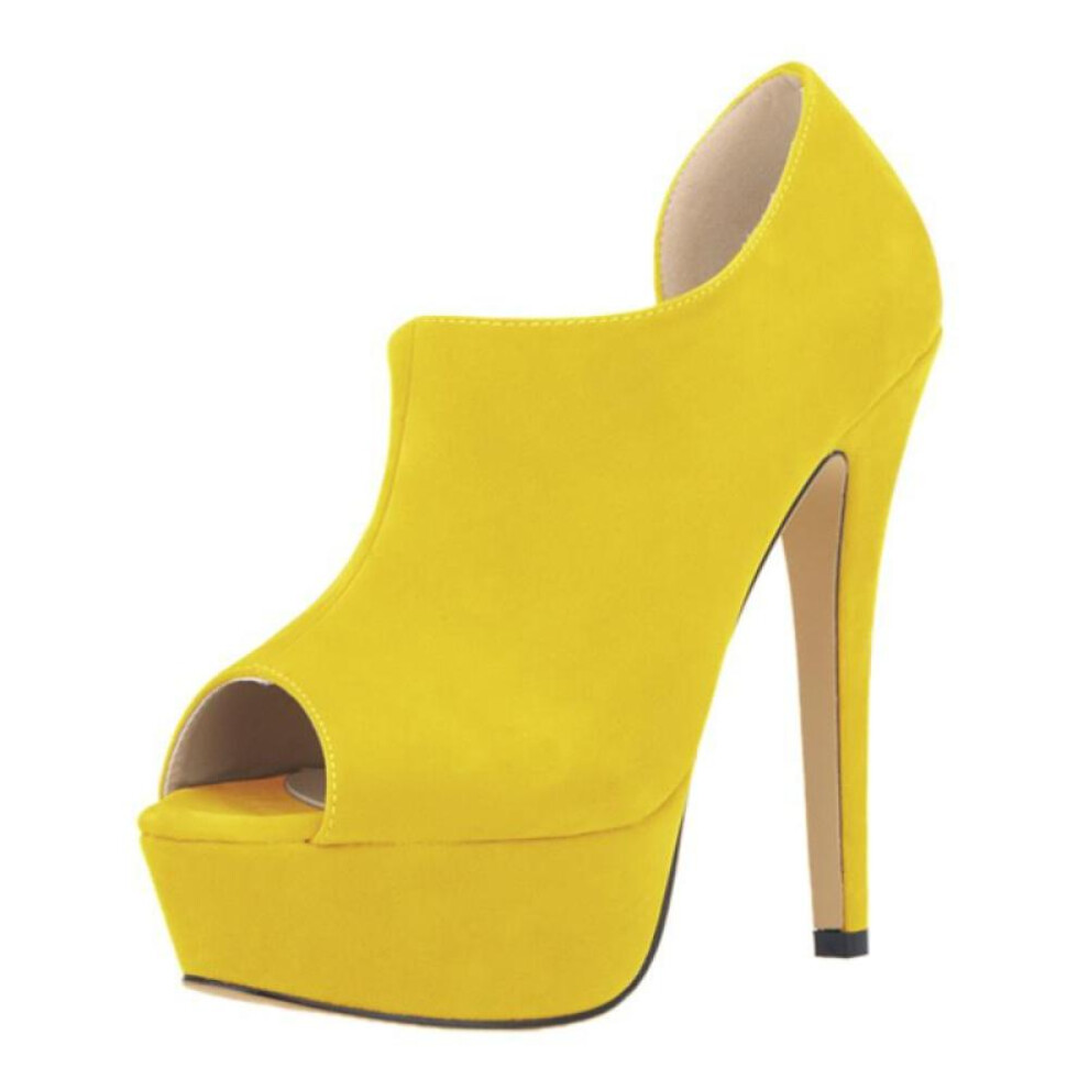 (yellow, 42) Plus Size 35-42 Women Platform High Heels Sandals Shoes Sexy Peep Toe Pumps Party Wedding Stilettos Shoe