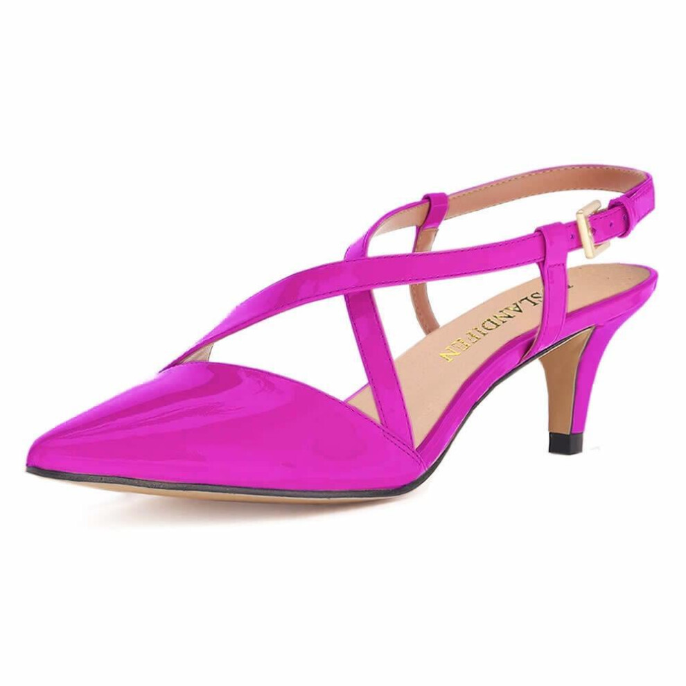 (purple, 36) Women&apos;s 5cm Pointed Toe Cross Strap Buckle Sandals Slingback Pumps High Heels Party Wedding Dress Comfortable Shoes Shoe