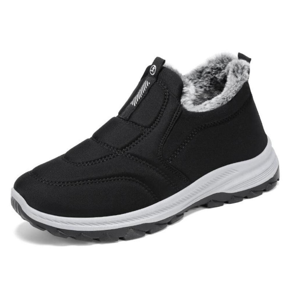 (black, 42) Men And Women Lightweight Sneakers Comfortable Walking Shoes Breathable Slip-ons Casual Loafers For Winter Snow Boots