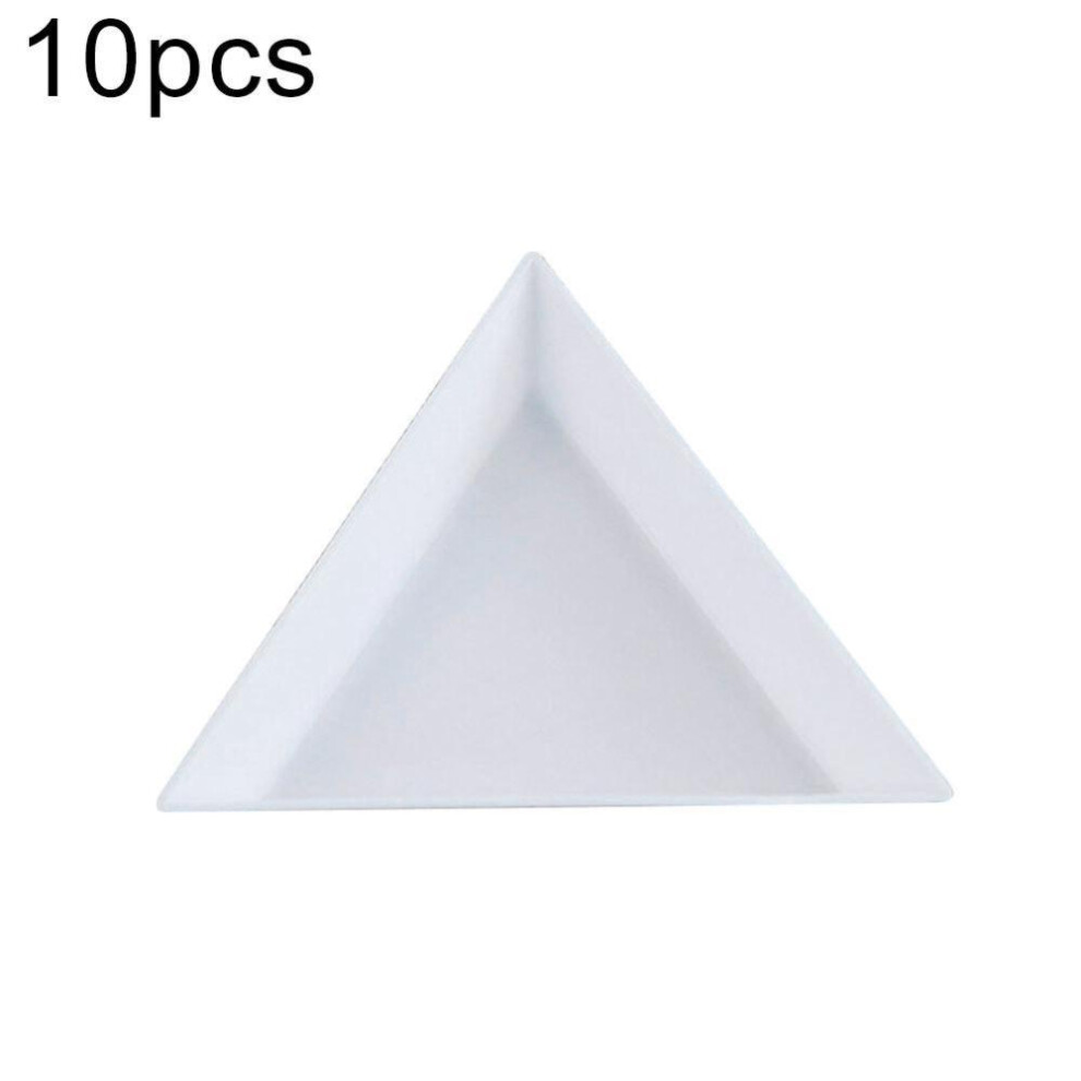 (Triangle#.) 10pcs Plastic Triangle Round Rhinestone Beads Nail Art Plate Storage Tray Holder