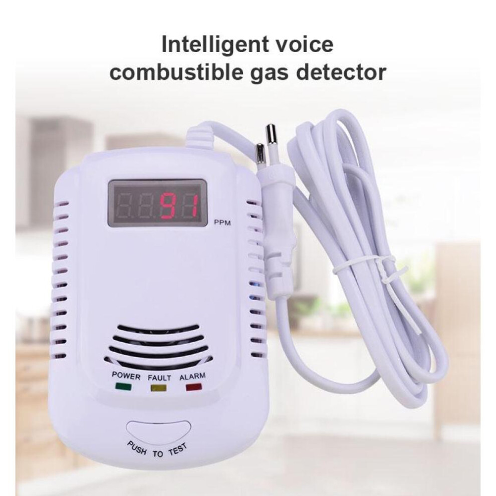 (white) Home Standalone Plug-in Combustible Gas Detector Lpg Gas Leak Alarm Sensor Voice Warning