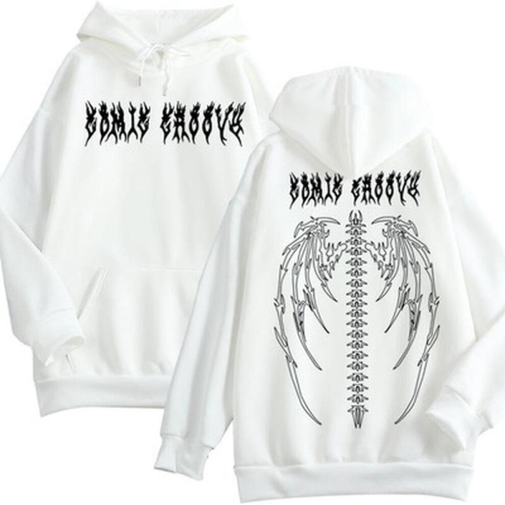 (white, M) Xs~4xl Updated Hoodies Streetwear Black Tops Girls White Gothic Oversized Hoodie Streetwear Womens Couple Sweatshirts Girl