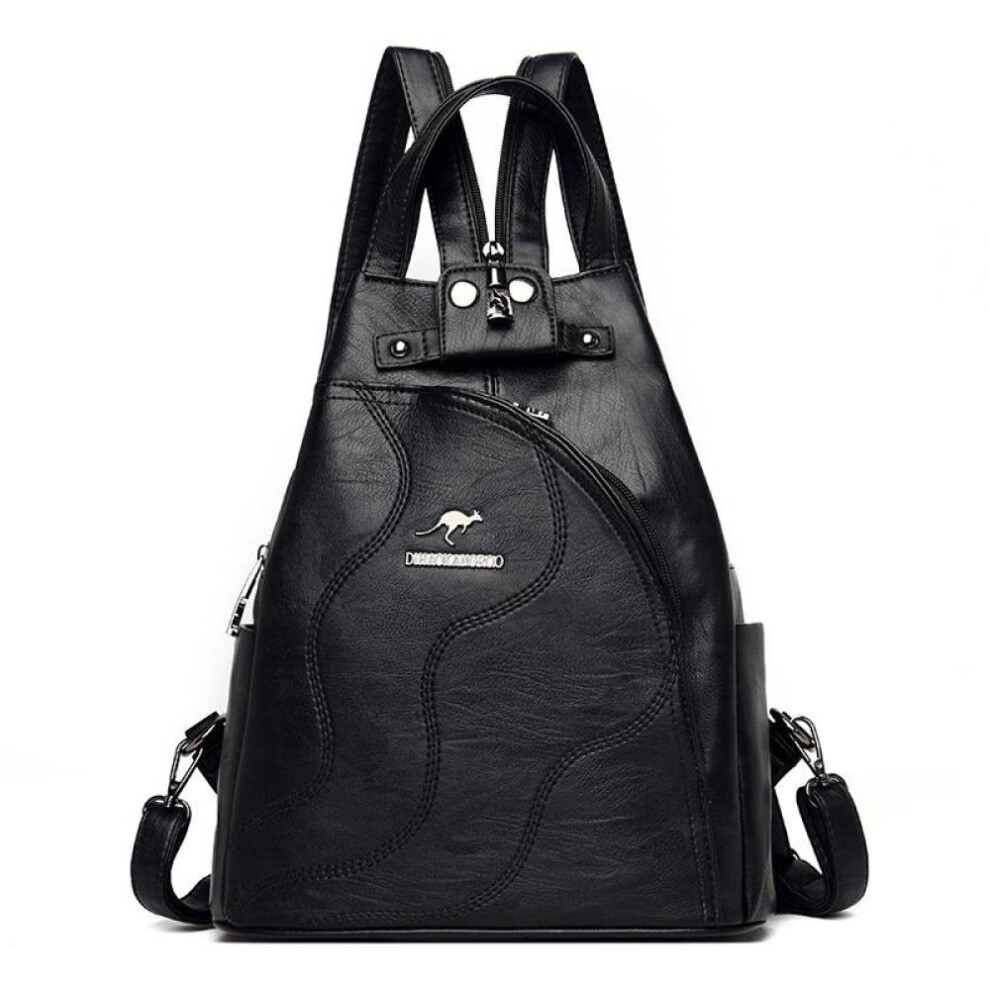 (black, 26cm x 13cm x 30cm) High Quality Leather Women&apos;s Backpack Anti-theft Travel Backpack Shoulder Bag