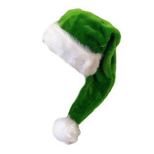 (Green) Adult Santa Hat Thicken Plush For Holiday Christmas New Year Symbol