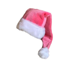 (Pink) Adult Santa Hat Thicken Plush For Holiday Christmas New Year Symbol