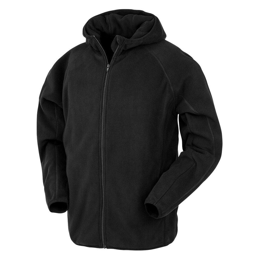 (3XL, Black) Result Genuine Recycled Mens Micro Hooded Fleece Jacket