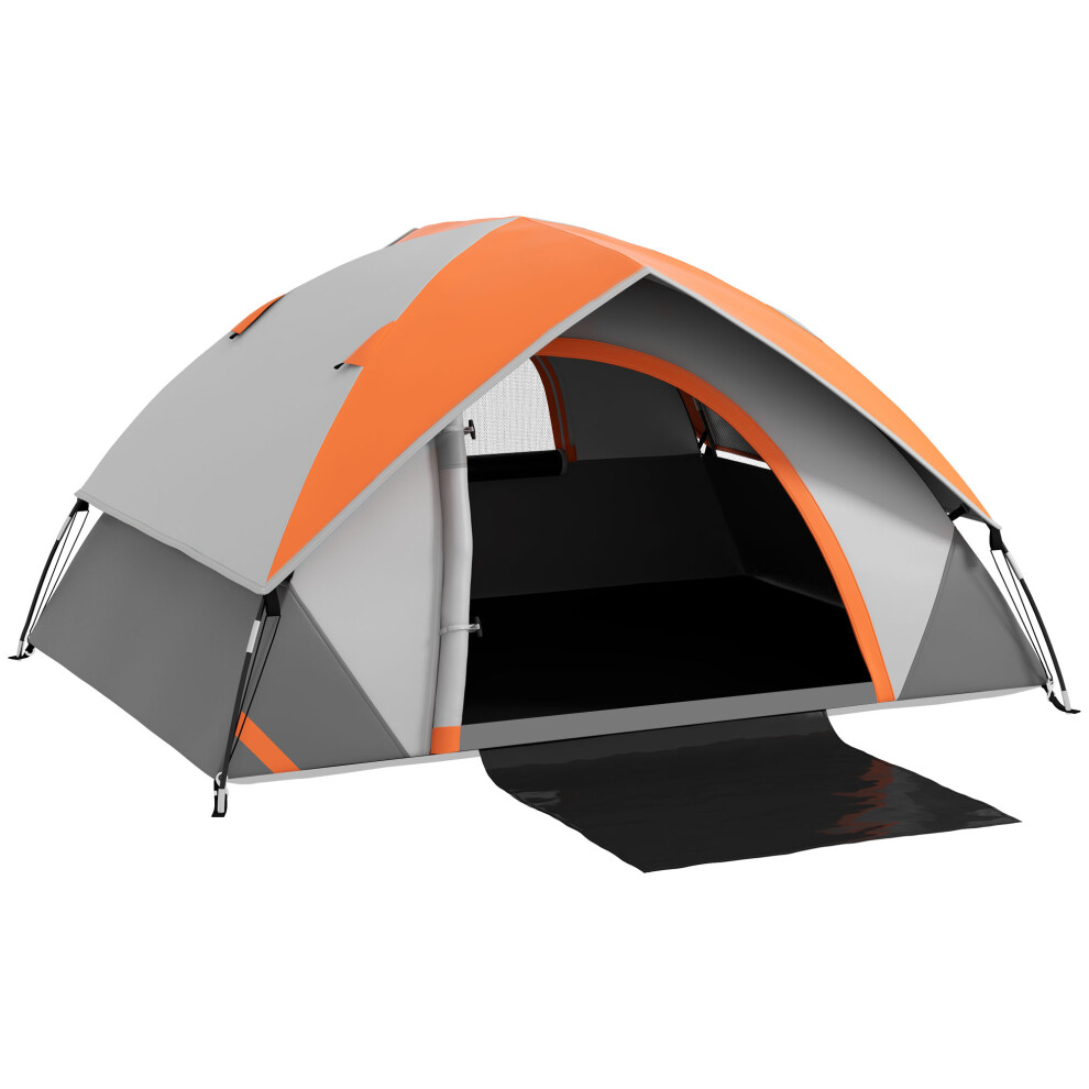 (Grey) Outsunny 4-5 Man Camping Tent w/ Sewn-in Groundsheet, 3000mm Waterproof, Orange