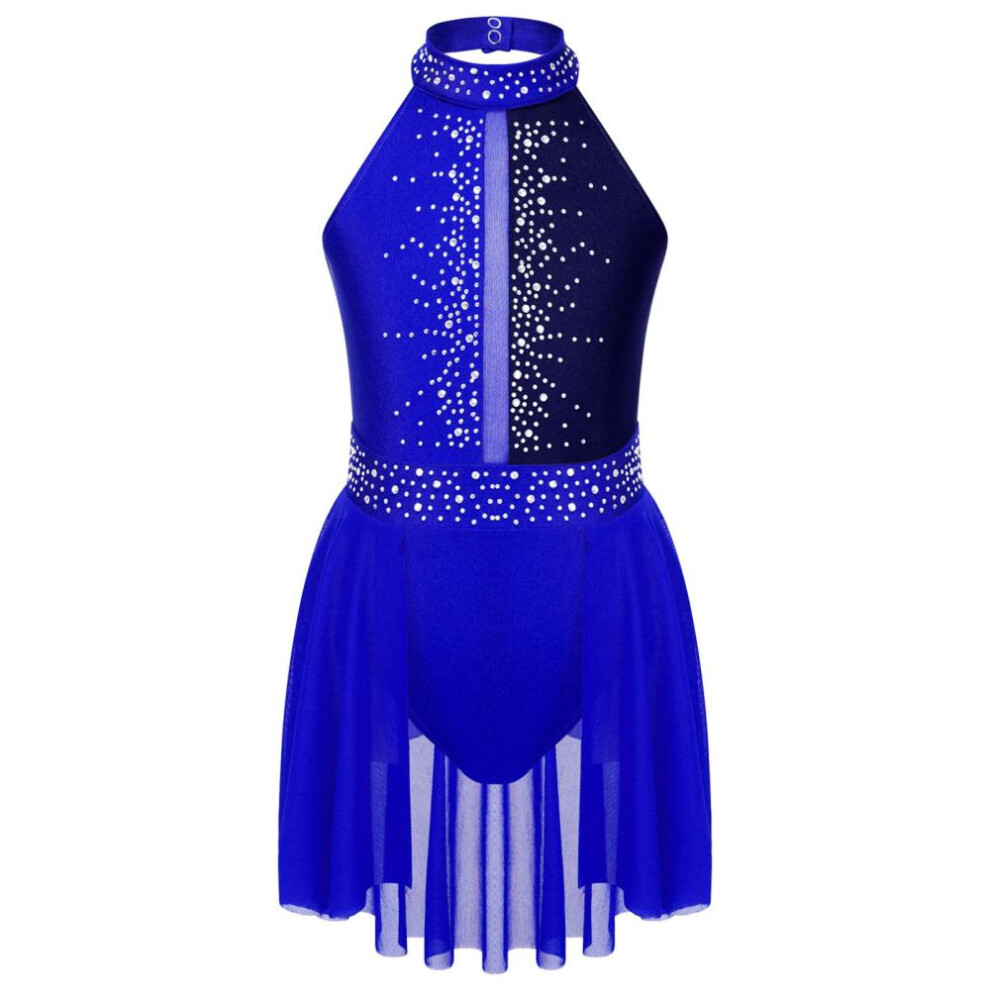 (blue, 15-16 Years) Kids Girls Ballet Leotard Tutu Dance Dress Sleeveless Rhinestone Lyrical Dance Dress Ballerina Gymnastics Leotard Stage Costume
