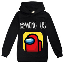 (Black, 7-8 Years) Kids Among Us Game Hooded Hoodie Impostor Pullover Boys Sweatshirt Top