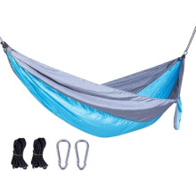 Hammock Double and Single Hammock Portable Camping Lightweight Nylon Parachute Hammock with Safety Rope Carabiner Ham Stand[877]