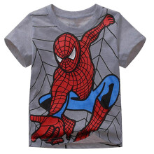 (Gray, 6-7 Years) Kid Boy Spiderman Short Sleeve T-shirt Summer Spider-man Tee Shirt Top