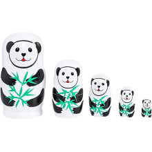 1 Set Of Russian Nesting Doll Cartoon Panda Nesting Dolls Wooden Stacking Nested Set Festival Gift
