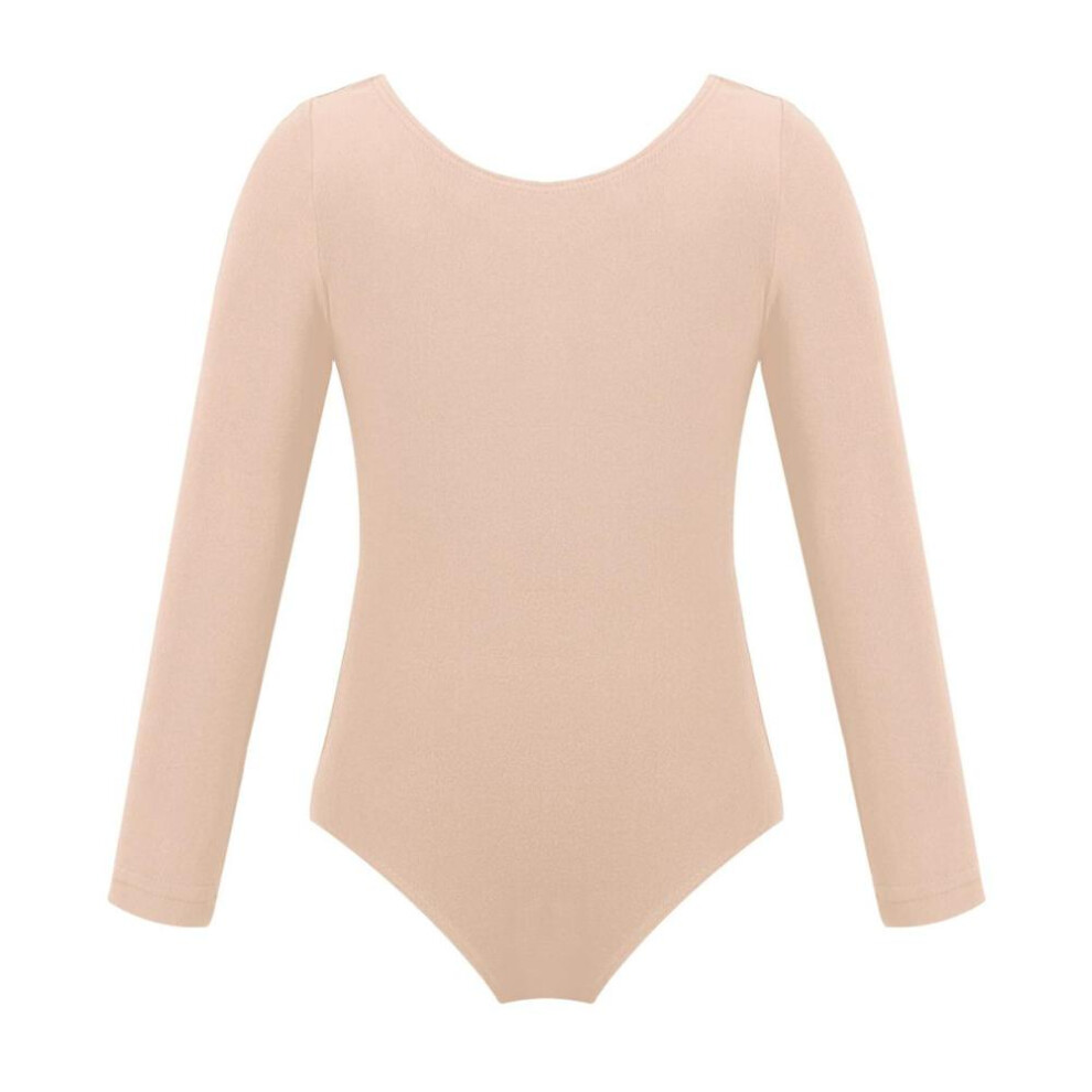 (apricot, 11-12 Years) Girls Toddler Long Sleeve Leotard Gymnastics Ballet Leotard Jumpsuit Dance Costumes