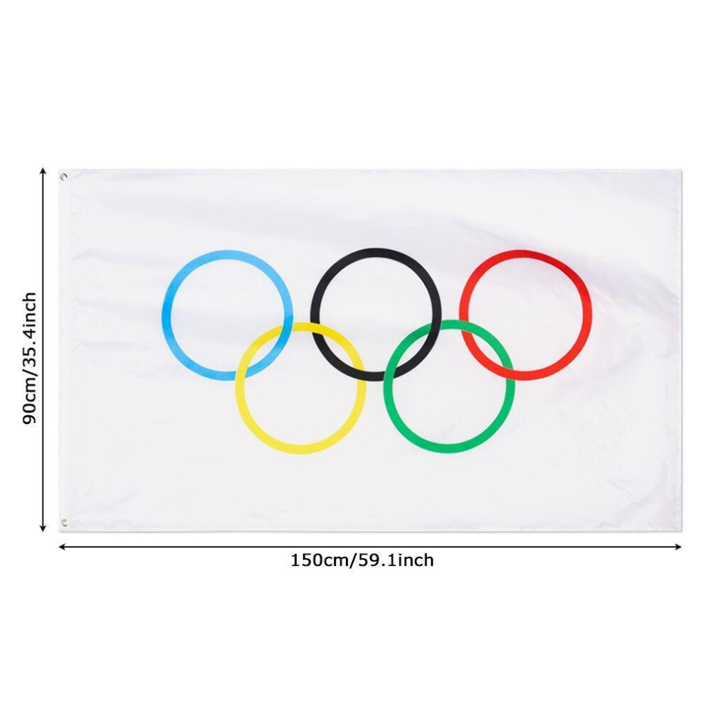 Grommets Indoor Decoration Polyester Fabric Outdoor Banner Olympic Decorations Olympics Game Flag