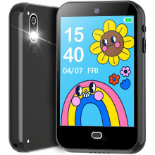 (Black) Kids Smart Pretend Phone For Girls Boys Age 3-8 With Dual Camera 28 Games 2.8'' Hd Touch Screen Music Player Video Audible Story Pedometer Alarm Clock