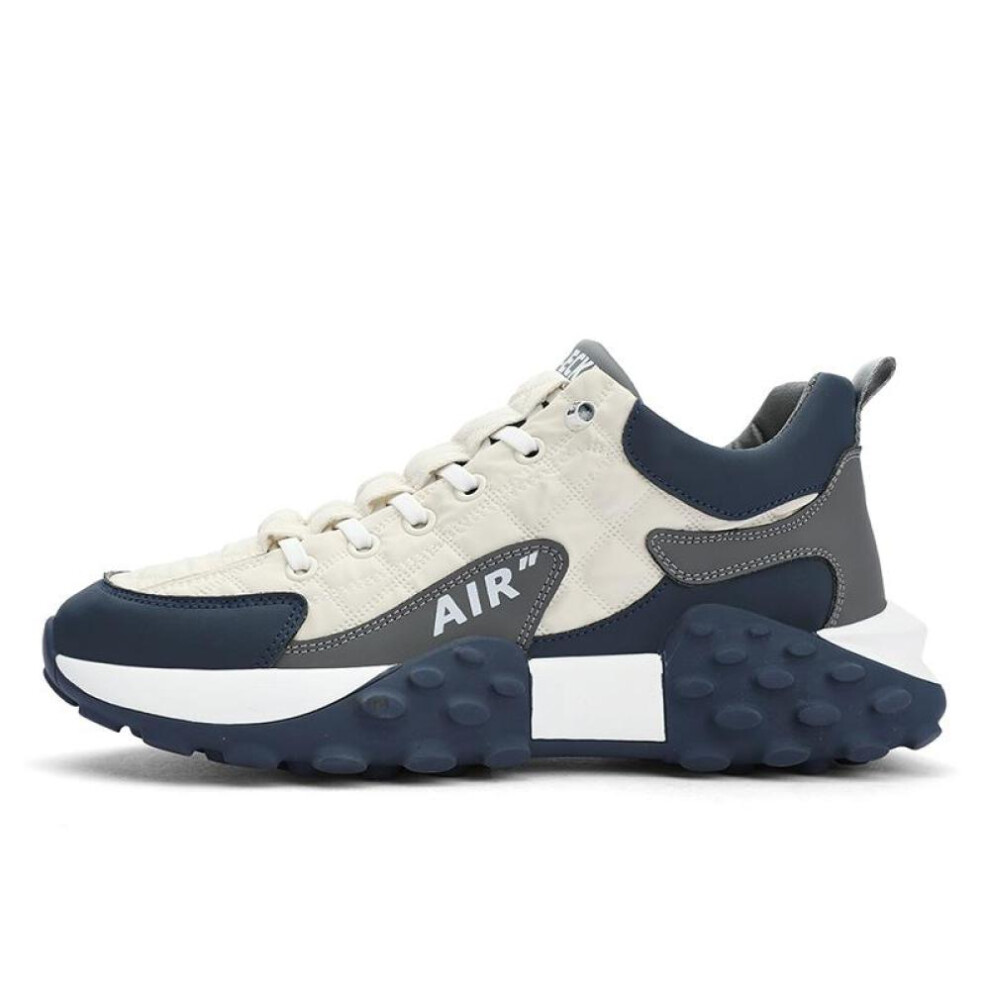 (white, 44) New Men Thick Soled Sports Shoes Leisure Fashion High Quality Outdoor Shoes Comfortable Shock  Absorption Non-slip Sneakers