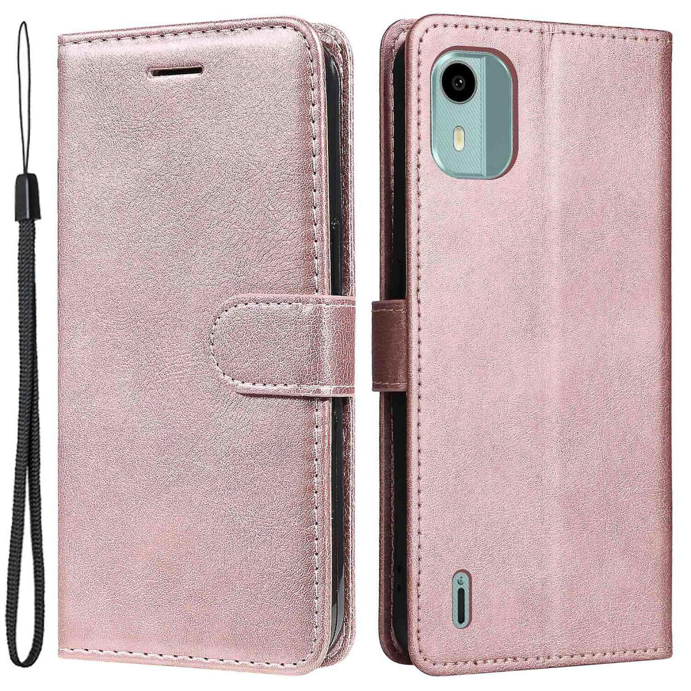 For Nokia C12 4G/C12 Plus/C12 Pro Flip Folio Case Stand Pu Leather Solid Color Wallet Phone Cover 8107441009516
