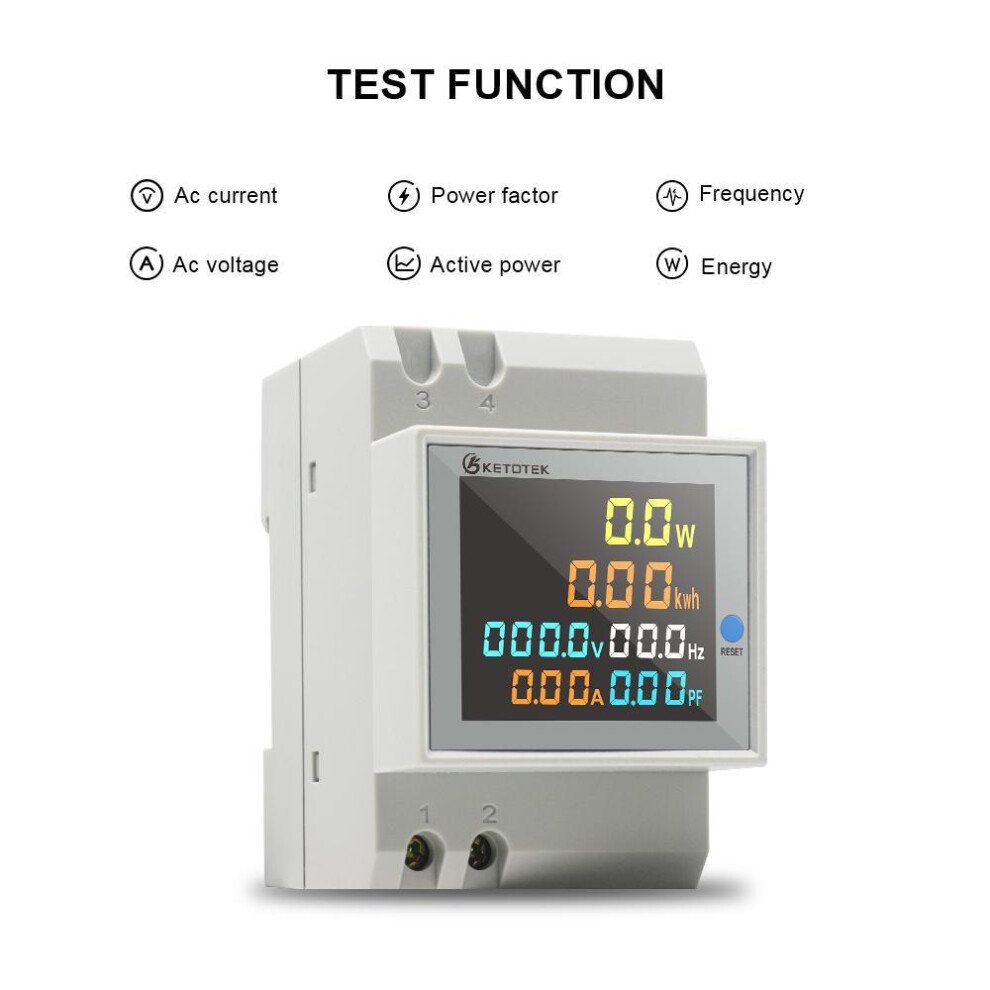 Din Rail Multi-function Led Digital Energy Meter Ac 40-300v 0-100a Ammeter Voltmeter Volt Amp Voltage Current Meter Lcd Display