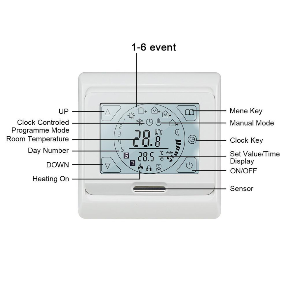 16a Touch Screen Weekly Programmable Thermostat Electric/water Floor Heating Thermostat Temperature Controller Regulato