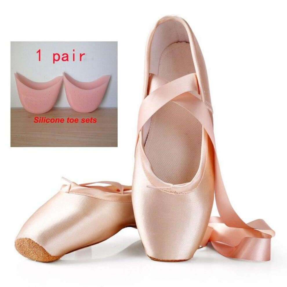 (pink, 39) Ballet Dance Shoes Child And Adult Ballet Pointe Dance Shoes Professional With Ribbons Shoes Woman Sneakers Women