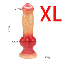(red, XL) Huge Realistic Wolf Dog Knot Dildo Toy S/M/L/XL/XXL Soft Huge Animal Big Penis Sex Toys Anal Plugs Prostate Suckers Sex Shop