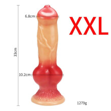 (red, XLL) Huge Realistic Wolf Dog Knot Dildo Toy S/M/L/XL/XXL Soft Huge Animal Big Penis Sex Toys Anal Plugs Prostate Suckers Sex Shop