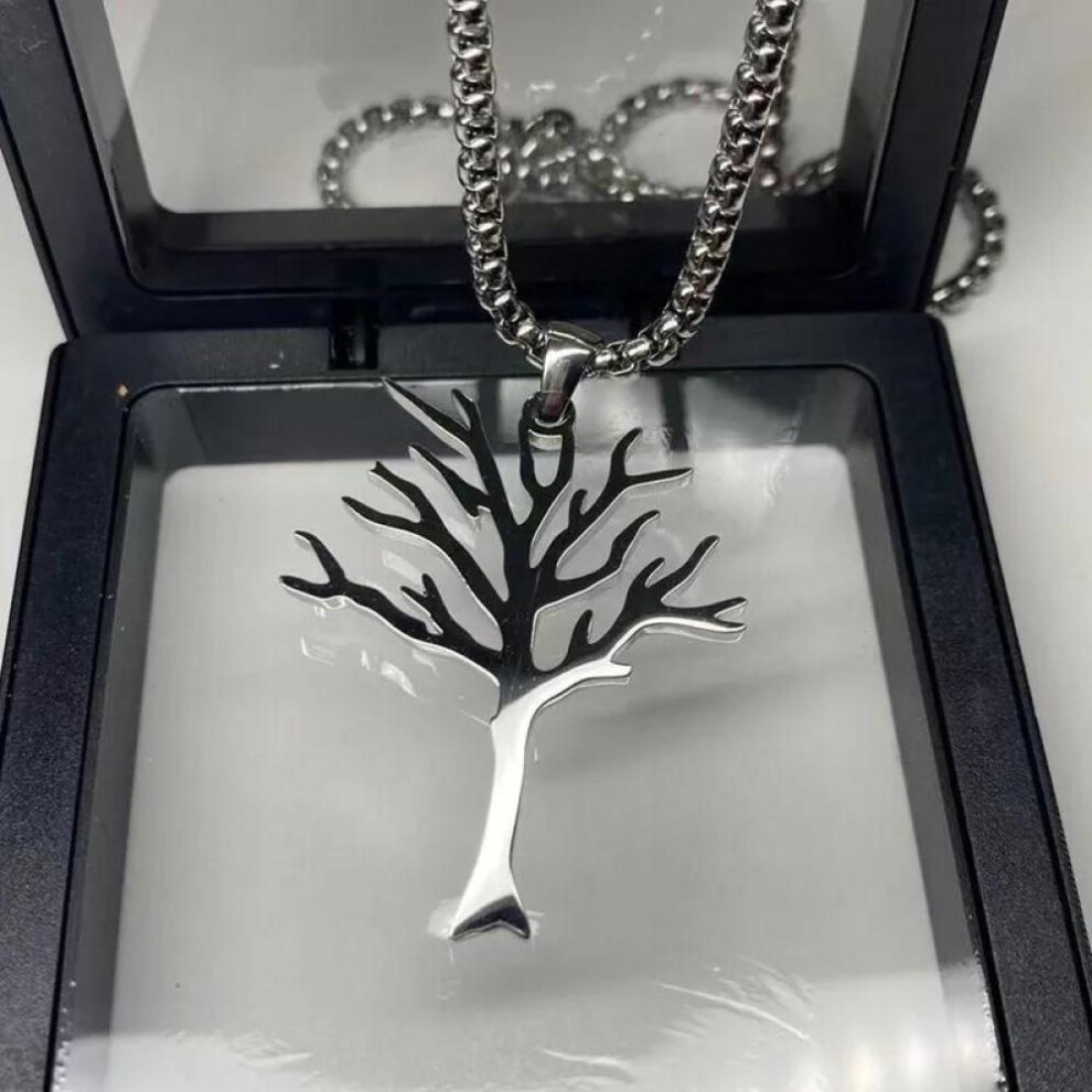 (grey, 50 cm) Trendy New Hip-hop Style High Quality Stainless Steel Tree Of Life Pendant Necklace For Men And Women