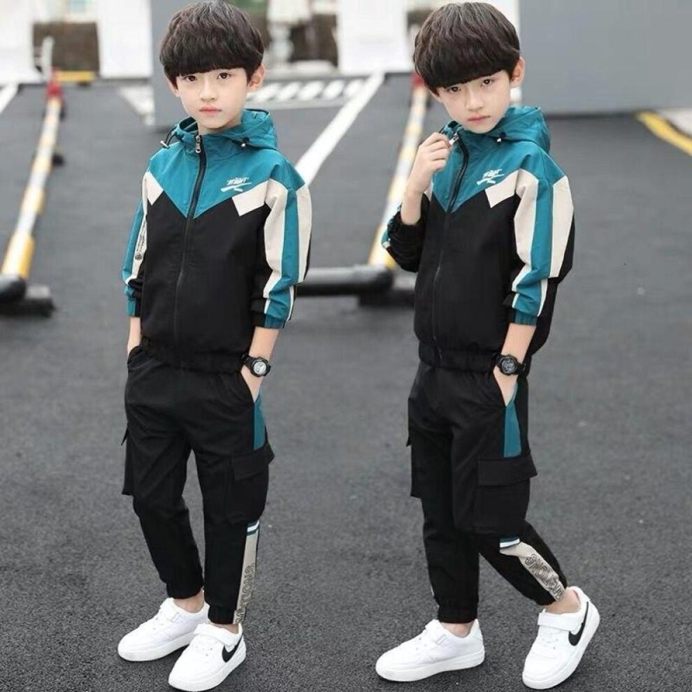 (green, 130cm) Boys Clothing Sets Spring Autumn Teenager Boy Clothes Kids Cotton Casual Sports Suit Children  Fashion Tracksuits For 5-14y