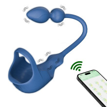 (blue) Vibrator Cockring Penis Cock Ring With Anal Butt Plug Delay Ejaculation Sex Toys for Men Couple