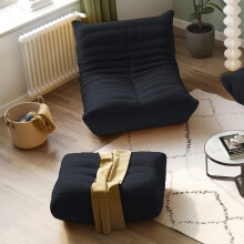 (Black, Single Seater+Pedals) Togo sofa lounge chair, ergonomic, with high-density foam support, no installation required, multiple combinations can be customized