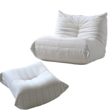 (White, Single Seater+Pedals) Togo sofa lounge chair, ergonomic, with high-density foam support, no installation required, multiple combinations can be customized