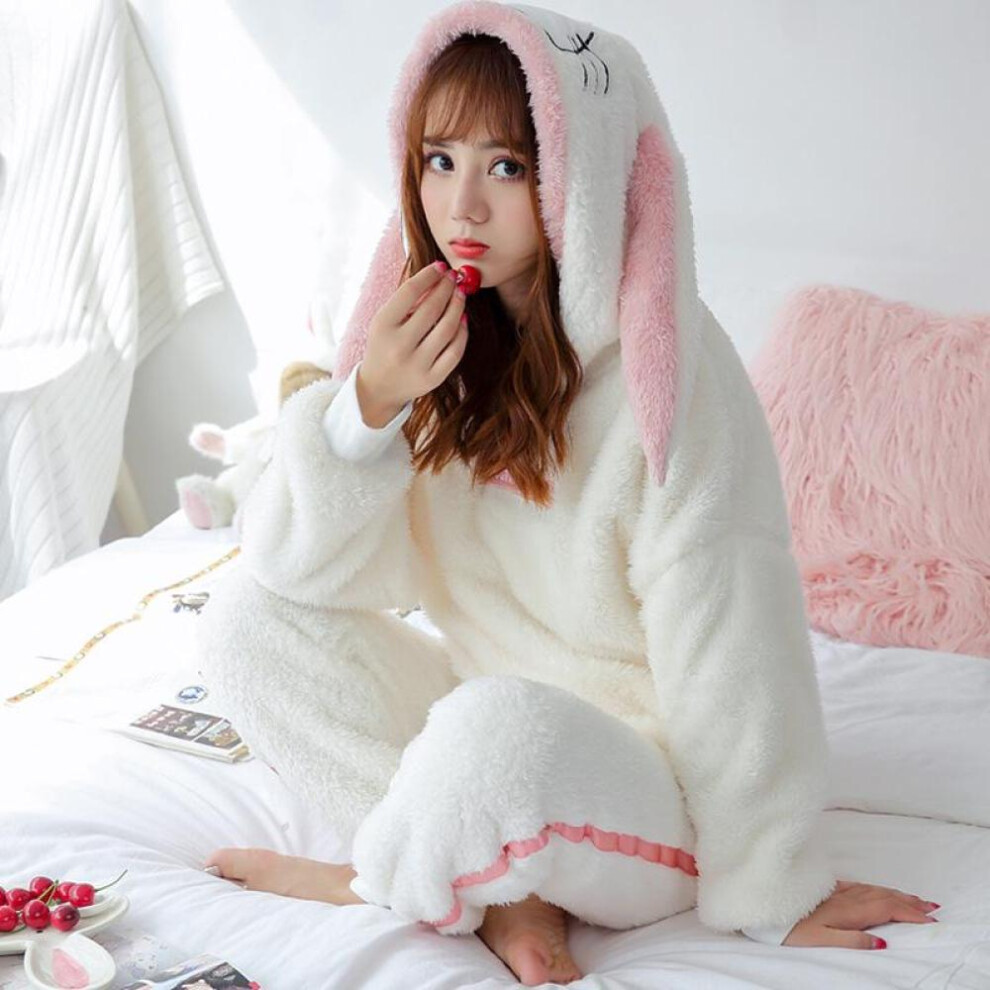 (beige, XXL) Winter Thick Warm Flannel Pajamas Sets For Women Sleepwear Home Clothing Pajama Home Wear Pyjamas Set