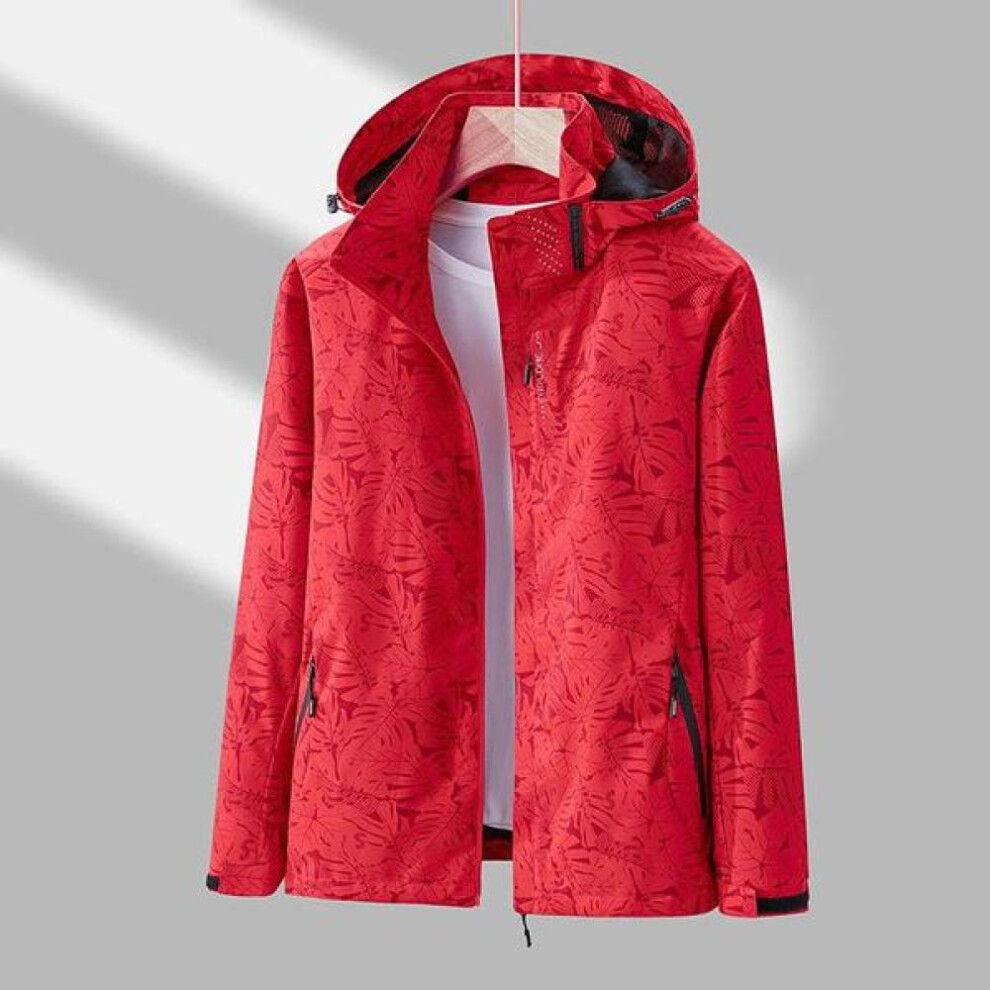 (red, XL) Jackets For Women Autumn Winter Plus Size Casual Waterproof Thin Lightweight Hooded Coat Zip Windbreaker