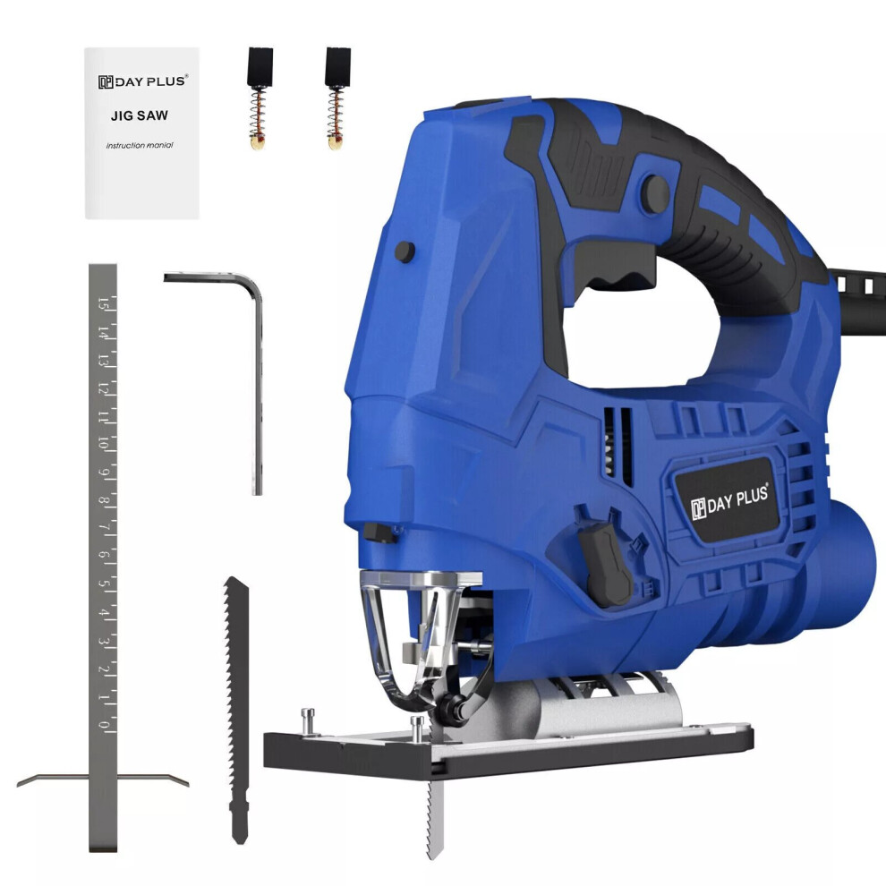 Compact Jigsaw 700W 2800rpm with 6 Variable Speed Laser Guide LED Light Dust Extraction Port Cutting Angle -45°to 45°Cutting