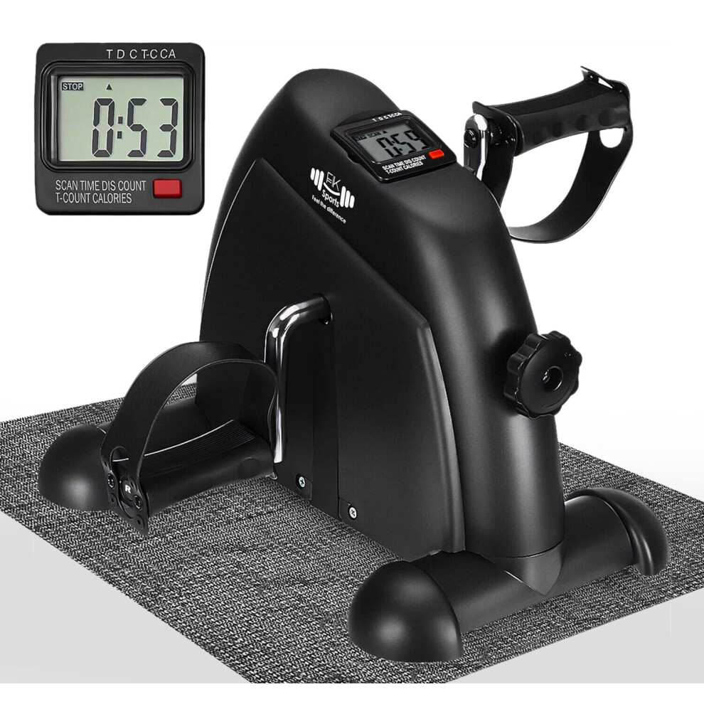 (Black) Portable Mini Pedal Exercise Bike for Arm & Legs