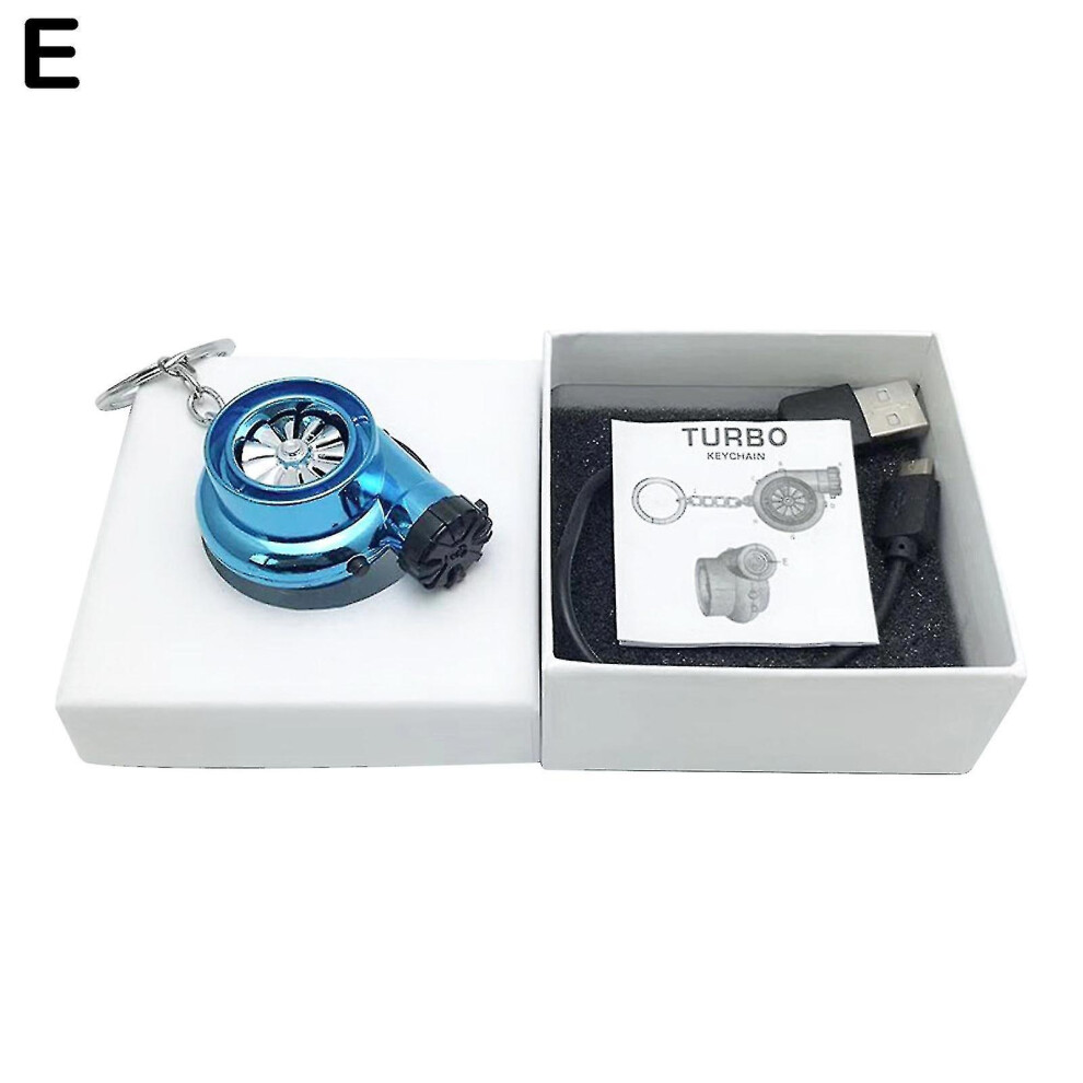 (E) Usb Rechargeable Turbine Lighter Turbo Cigarette Lighter Mini Turbo Turbocharger Keychain Car Keyring Creative Car Accessories