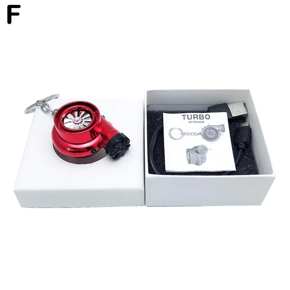 (F) Usb Rechargeable Turbine Lighter Turbo Cigarette Lighter Mini Turbo Turbocharger Keychain Car Keyring Creative Car Accessories