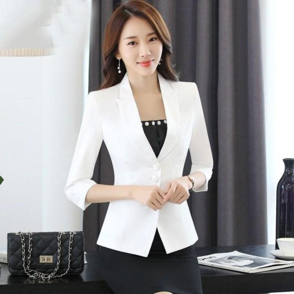 (white, XXL) Womens  Suits All Match Blazers Jackets Short Slim Long Sleeve Blazer Women Suit
