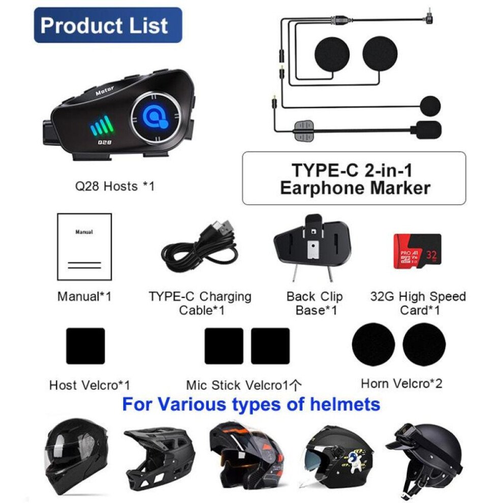 2 In 1 Motorcycle Helmet Bluetooth Headset Wireless Wifi Motorcycle Dashcam 1080p Hd Camera Handsfree Call Music Headphone Motos Waterproof Dvr