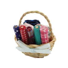 Farfi Fabrics Basket Miniature Accessories Fabric Dollhouse Fabrics Basket Sewing Kit Model For Kids