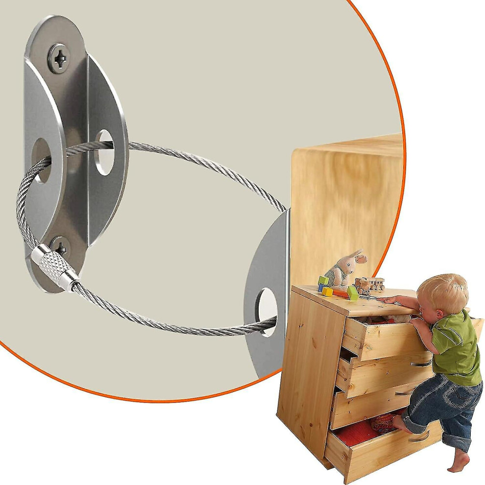 (, 20Pcs) Furniture Anchors For Baby Proofing, Anti-Tip Wall Anchor Metal Earthquake Furniture Secure Straps, Wall Safety Anchor Furniture Faste Silver